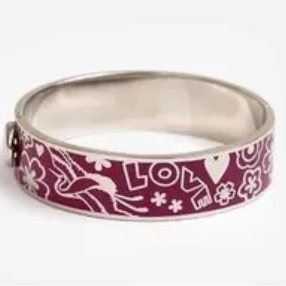 Johnny Was Jewelry - Johnny Was Fuchsia Love Hinged Bracelet New w Tags Silver Tone